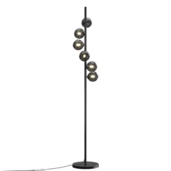 Lámpara de pie Dallas, negro/negro, altura 150 cm, 6 luces, atenuador