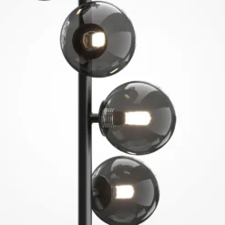 Lámpara de pie Dallas, negro/negro, altura 150 cm, 6 luces, atenuador