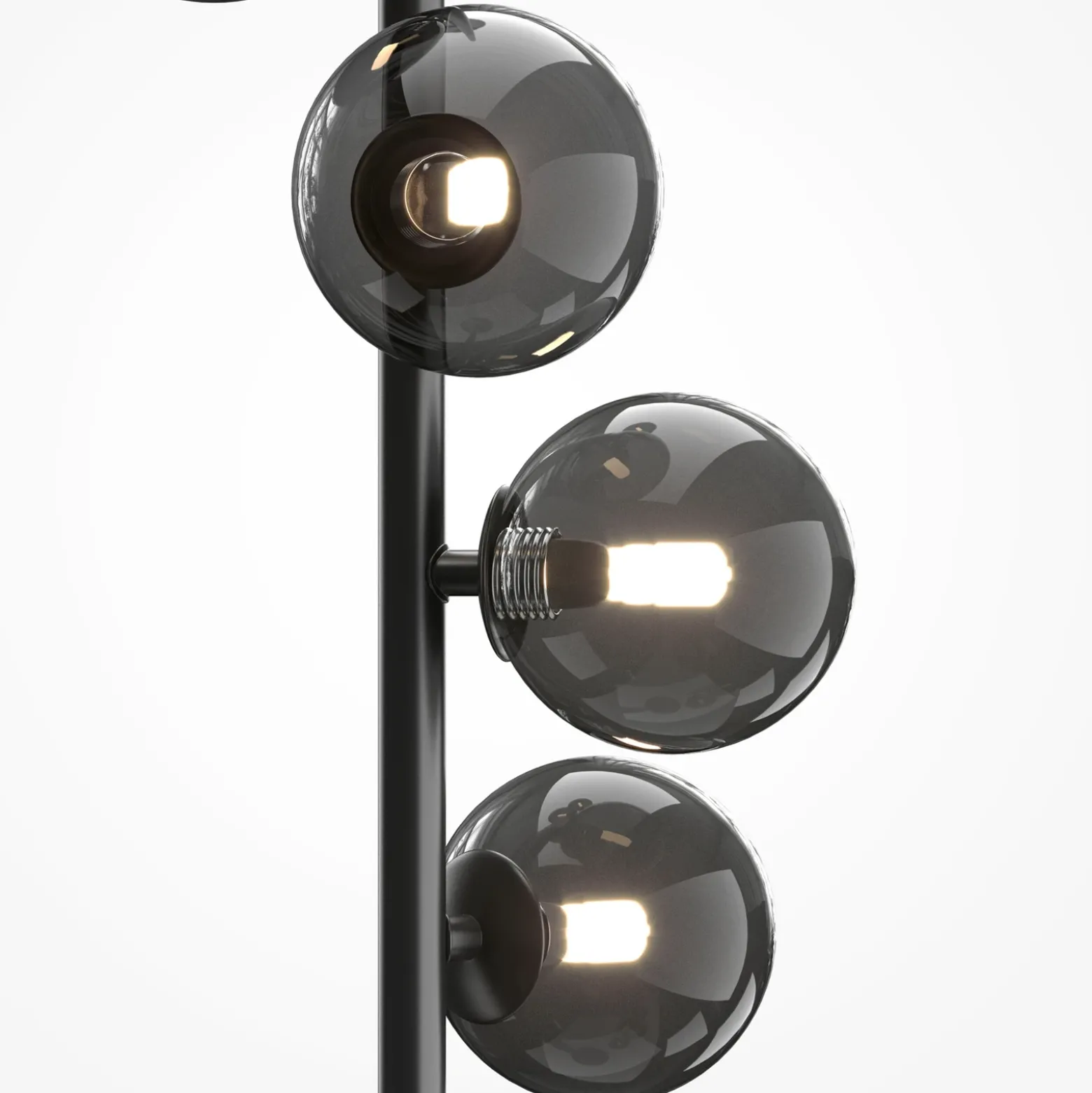 Lámpara de pie Dallas, negro/negro, altura 150 cm, 6 luces, atenuador