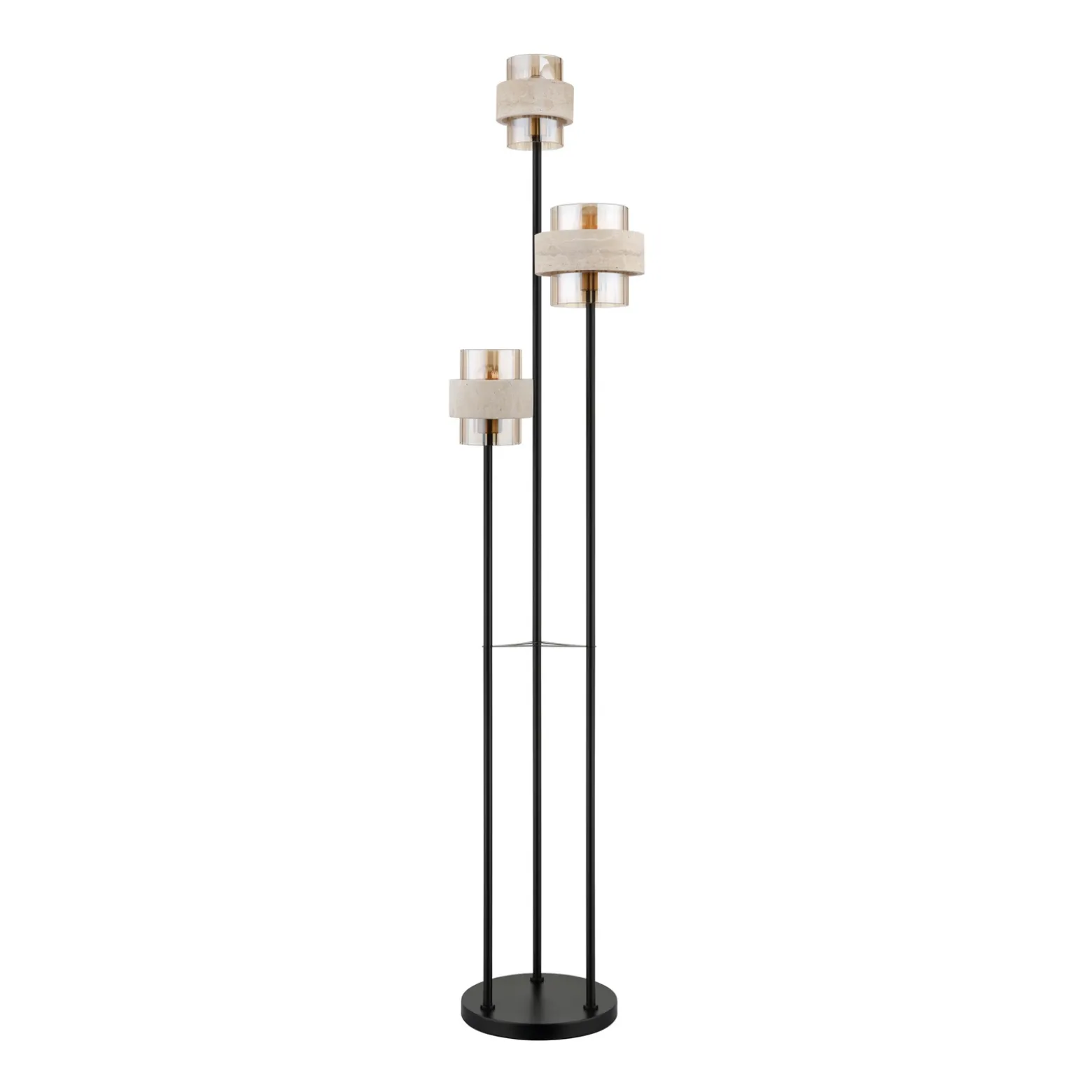 Lámpara de pie Daren, beige/ámbar/negro, 167 cm, 3 luces, E27