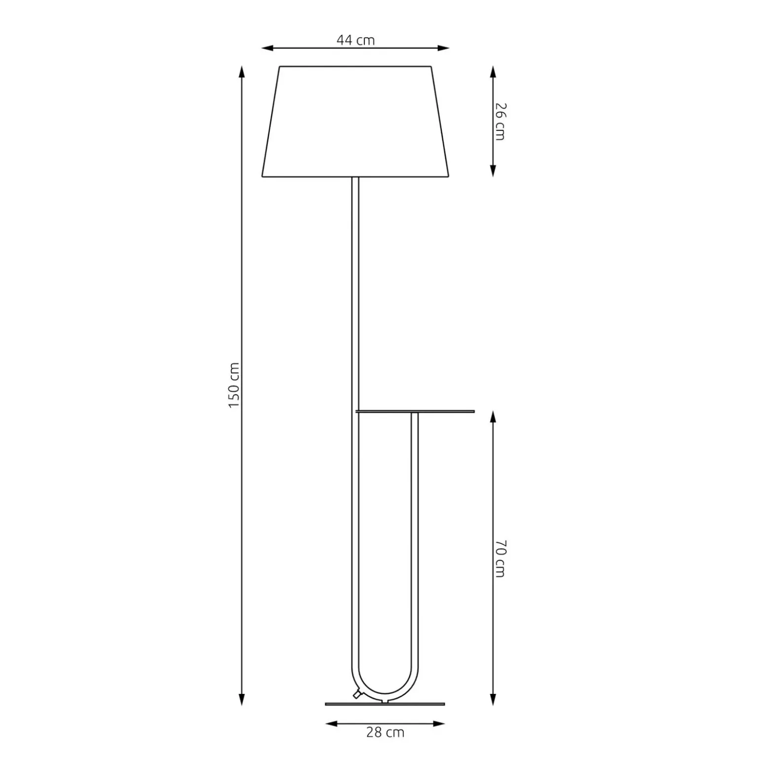 Lámpara de pie de hotel, gris/negro, altura 150 cm, tela/metal