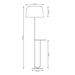 Lámpara de pie de hotel, gris/negro, altura 150 cm, tela/metal