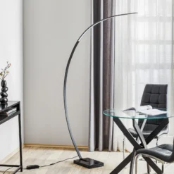 Lámpara de pie del arco LED Bangkok, negro mate