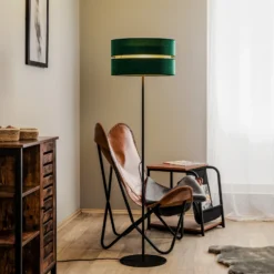 Lámpara de pie Duo, verde/dorado, Ø 40 cm, 1 luz