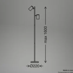 Lámpara de pie Duta, negro/madera clara, altura 160 cm Metal/madera
