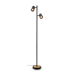 Lámpara de pie Duta, negro/madera clara, altura 160 cm Metal/madera