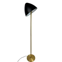 Lámpara de pie Dyberg Larsen Oulu, negro/latón, altura 128 cm