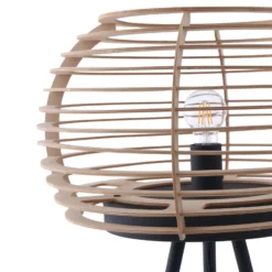 Lámpara de pie Ediz de Lindby, negra, madera, 159 cm de altura, E27