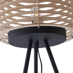 Lámpara de pie Ediz de Lindby, negra, madera, 159 cm de altura, E27