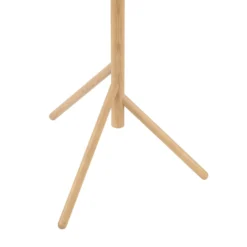 Lámpara de pie Estera, cristal opalino, marco de madera, 132 cm, 3 luces