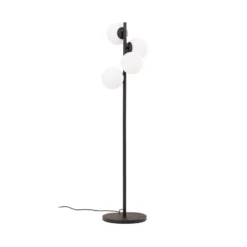 Lámpara de pie Faze, negro, cristal, altura 130 cm, 4 luces, E27