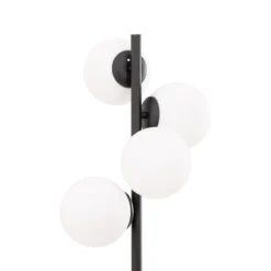 Lámpara de pie Faze, negro, cristal, altura 130 cm, 4 luces, E27