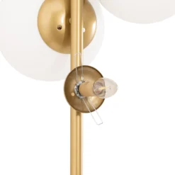 Lámpara de pie Fazli, dorada, cristal/metal, altura 162 cm, E14
