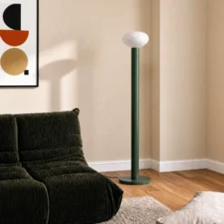 Lámpara de pie Flo, verde, altura 138 cm, 1 luz, cristal