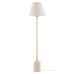 Lámpara de pie Gino de Globen Lighting, base de travertino, beige, 145 cm