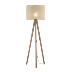 Lámpara de pie Grand, beige/nogal, altura 145 cm, E27