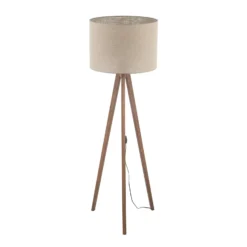 Lámpara de pie Grand, beige/nogal, altura 145 cm, E27