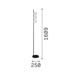 Lámpara de pie IDEAL LUX Binomio, negra, 160 cm, metal, 3 luces