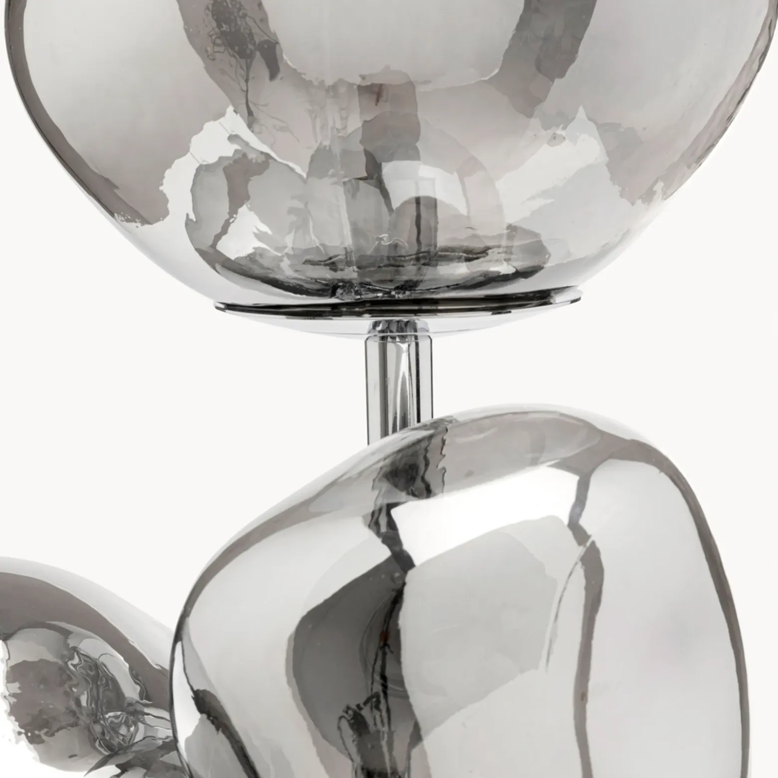 Lámpara de pie KARE «Burbuja», plateada, cristal, acero, 67 cm
