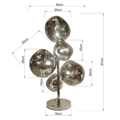 Lámpara de pie KARE «Burbuja», plateada, cristal, acero, 67 cm