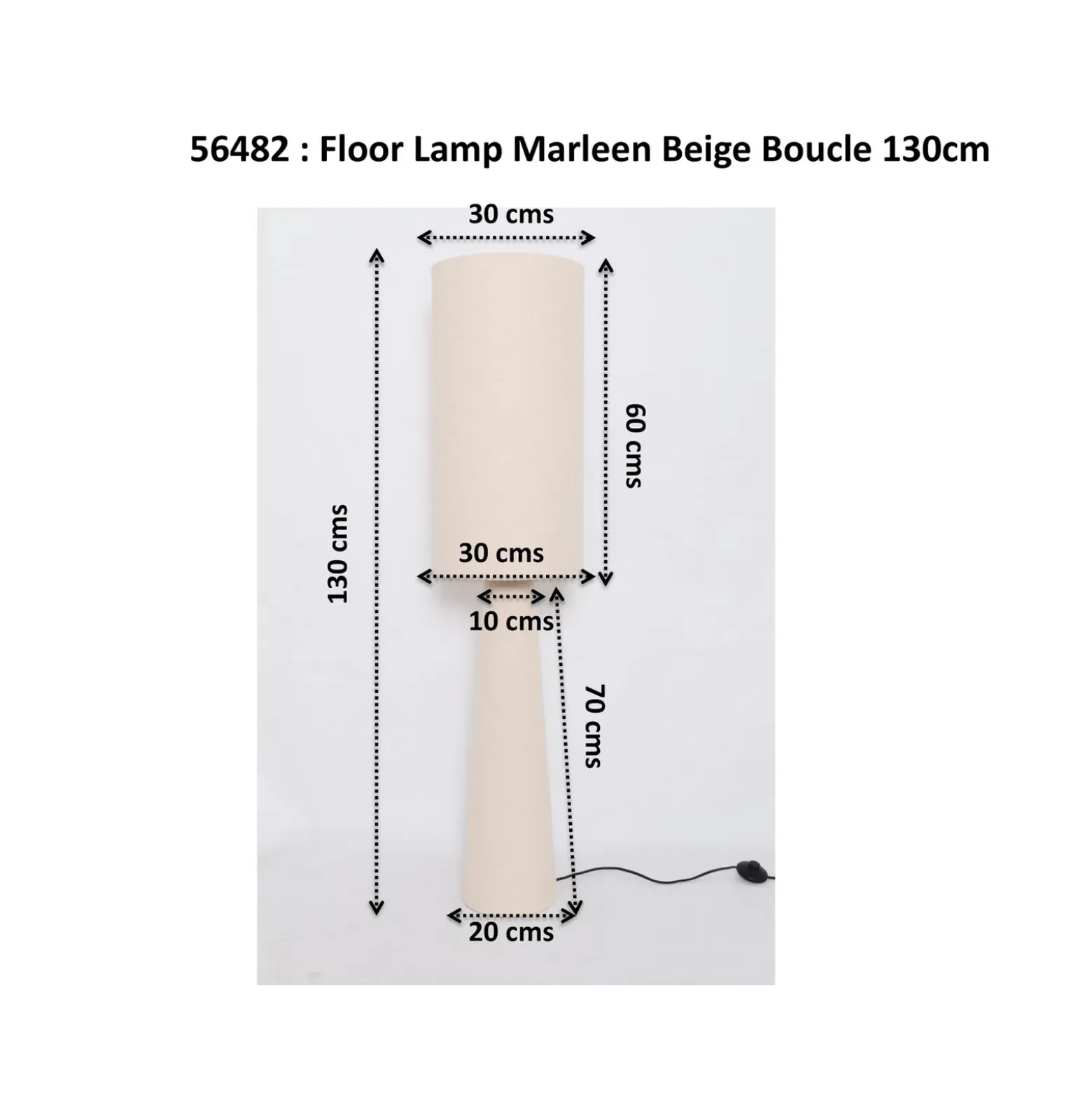 Lámpara de pie KARE Marleen, beige, lino, 130 cm, E27