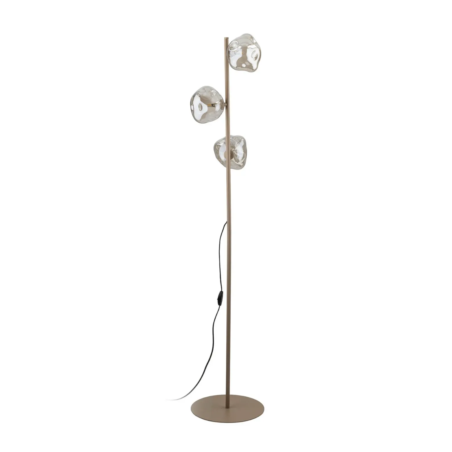 Lámpara de pie Lava, arena/coñac, cristal, 151 cm, 3 luces, G9