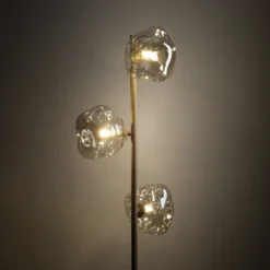 Lámpara de pie Lava, arena/coñac, cristal, 151 cm, 3 luces, G9