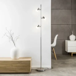 Lámpara de pie Lea, altura 157,5 cm, cromada, 3 luces, metal
