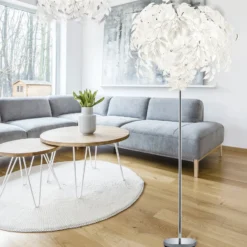 Lámpara de pie Leavy, altura 180 cm, cromo/blanco, metal/plástico