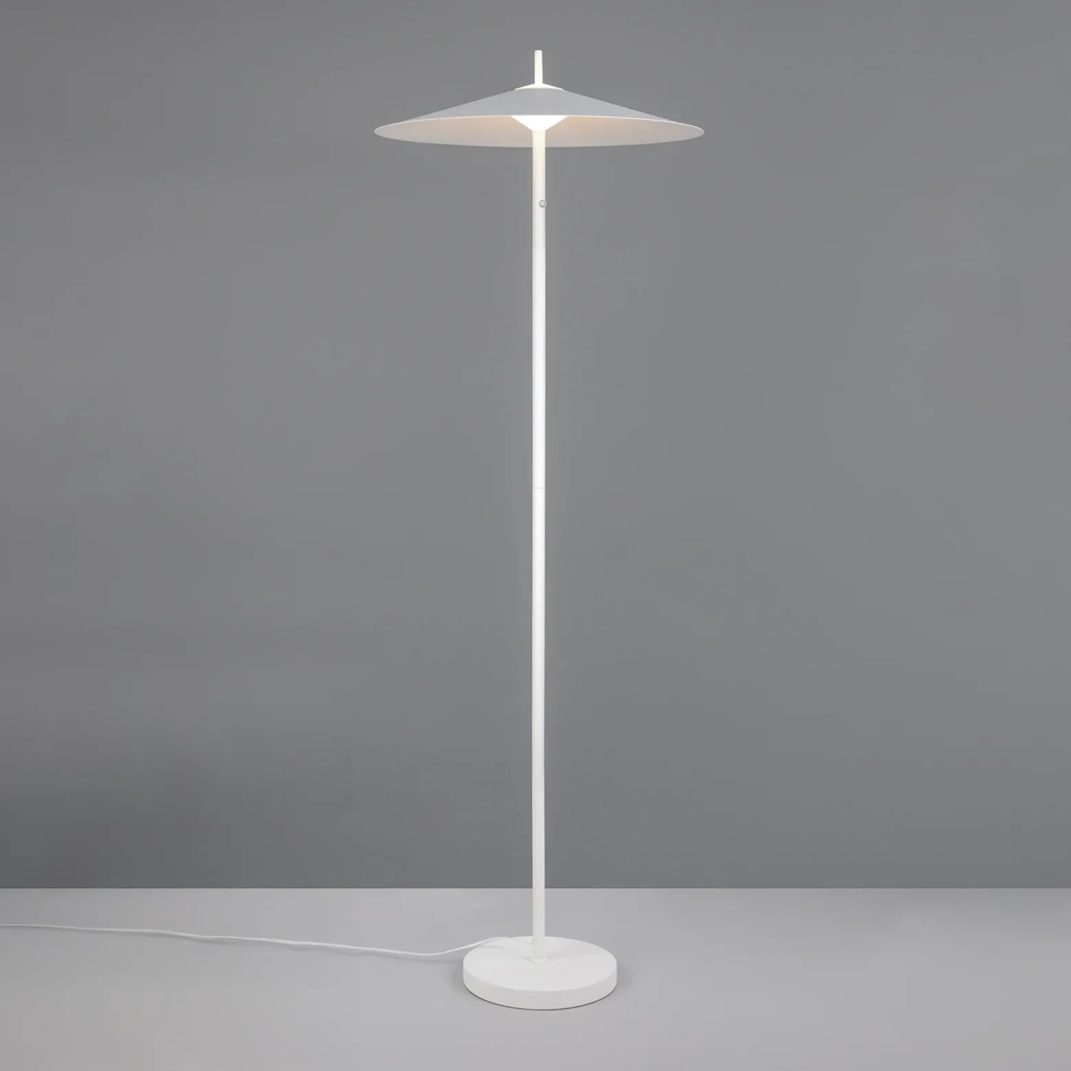 Lámpara de pie LED Amalo, blanco mate, altura 145 cm, metal, CCT