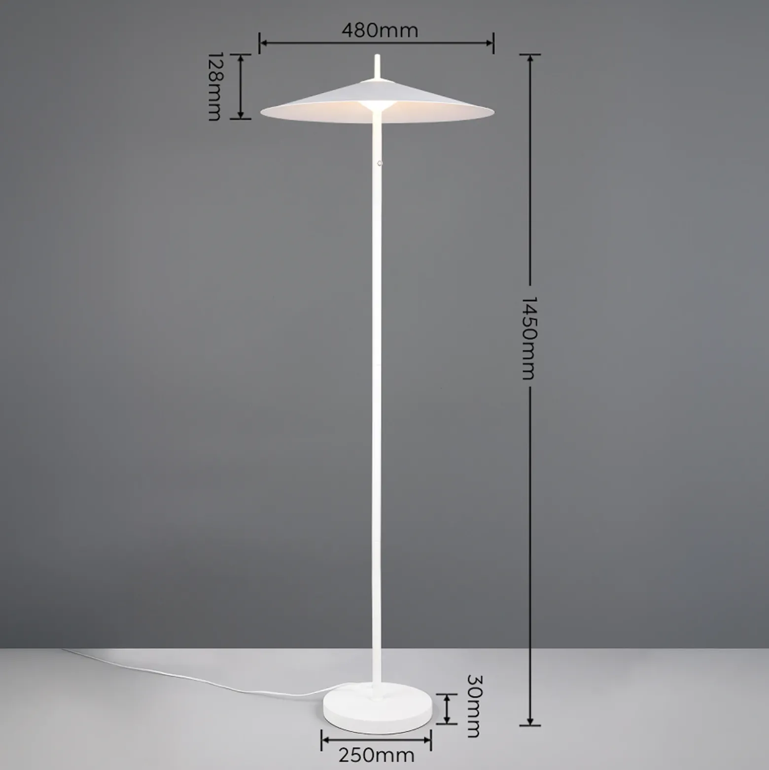 Lámpara de pie LED Amalo, blanco mate, altura 145 cm, metal, CCT