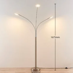 Lámpara de pie LED Anea de Lindby, 167 cm, 3 luces, color níquel