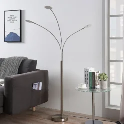 Lámpara de pie LED Anea de Lindby, 167 cm, 3 luces, color níquel