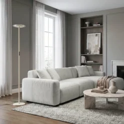 Lámpara de pie LED Arcchio Frile, color beige, altura 190 cm, atenuable
