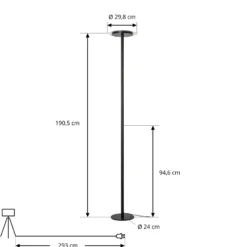 Lámpara de pie LED Arcchio Frile, negra, altura 190 cm, atenuable