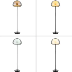 Lámpara de pie LED Avila, gris ahumado/negro, cristal, CCT, atenuable