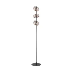 Lámpara de pie LED Axion, negra/marrón, altura 150 cm, CCT, atenuable.
