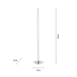 Lámpara de pie LED Bella, recta, base angular, acero