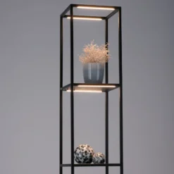 Lámpara de pie LED Conni de Paul Neuhaus, negra, de metal, 140 cm