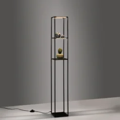 Lámpara de pie LED Conni de Paul Neuhaus, negra, de metal, 140 cm