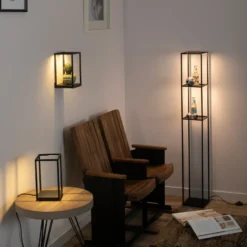 Lámpara de pie LED Conni de Paul Neuhaus, negra, de metal, 140 cm