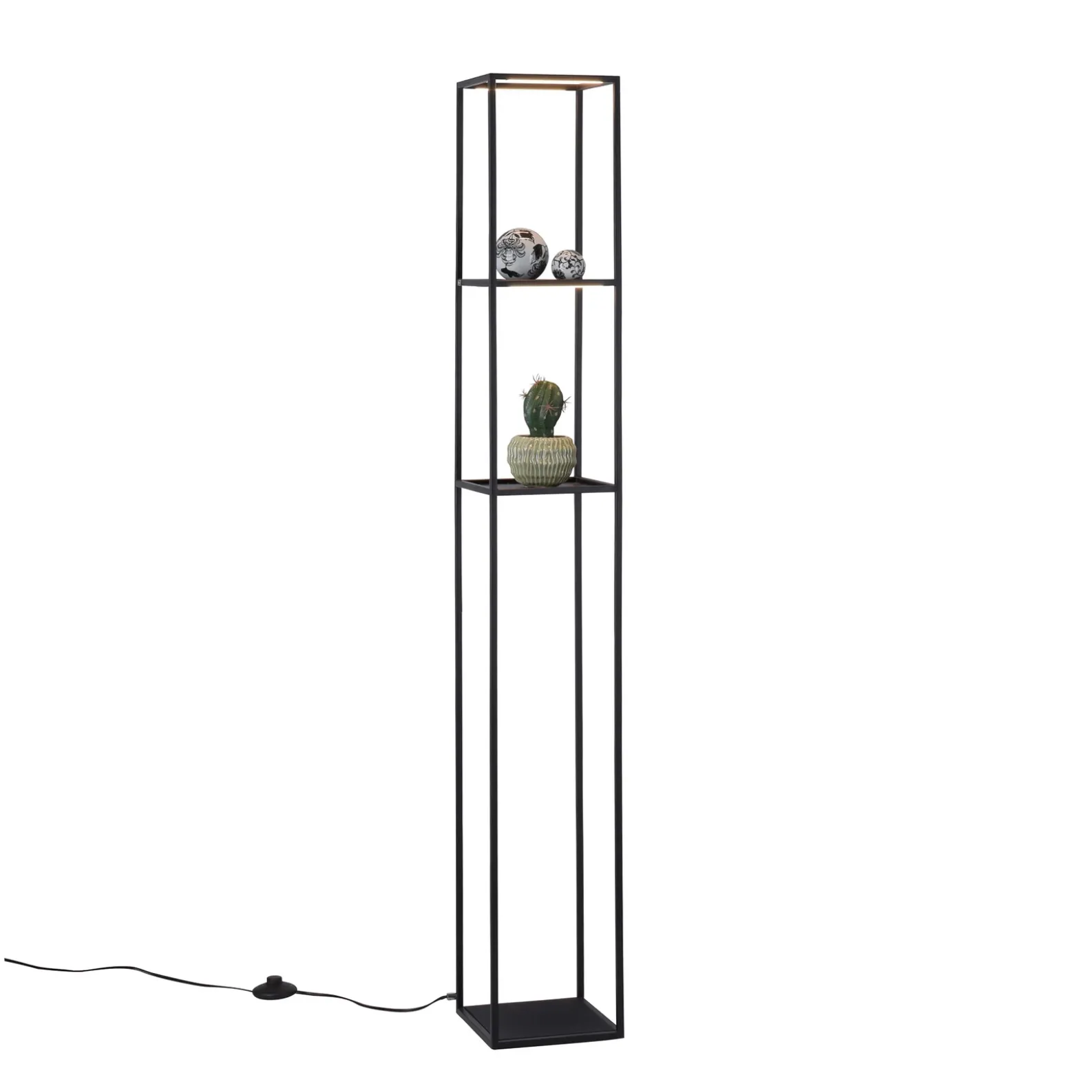 Lámpara de pie LED Conni de Paul Neuhaus, negra, de metal, 140 cm