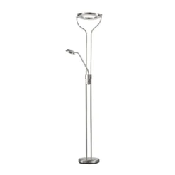 Lámpara de pie LED Davos, color níquel, altura 180 cm, 2 luces, CCT