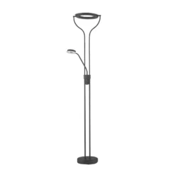 Lámpara de pie LED Davos, negro, altura 180 cm, 2 luces, CCT