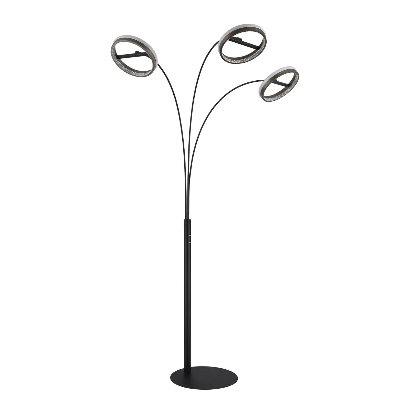 Lámpara de pie LED Della, altura 190 cm, negro/gris oscuro, 3 luces.