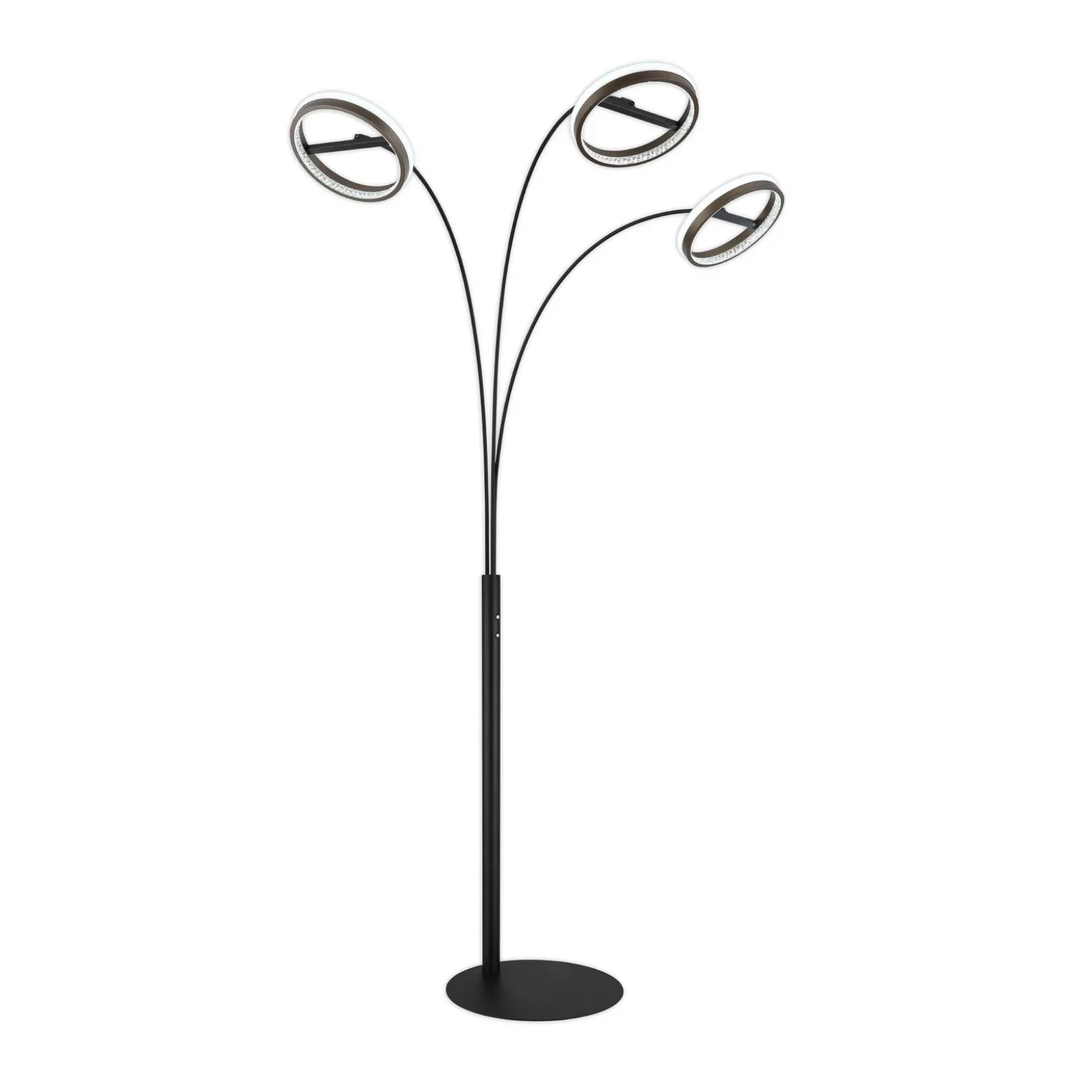 Lámpara de pie LED Della, altura 190 cm, negro/gris oscuro, 3 luces.