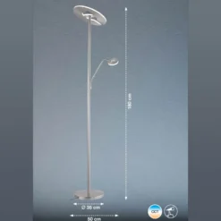 Lámpara de pie LED Dent, color níquel, 180 cm, CCT, 2 luces