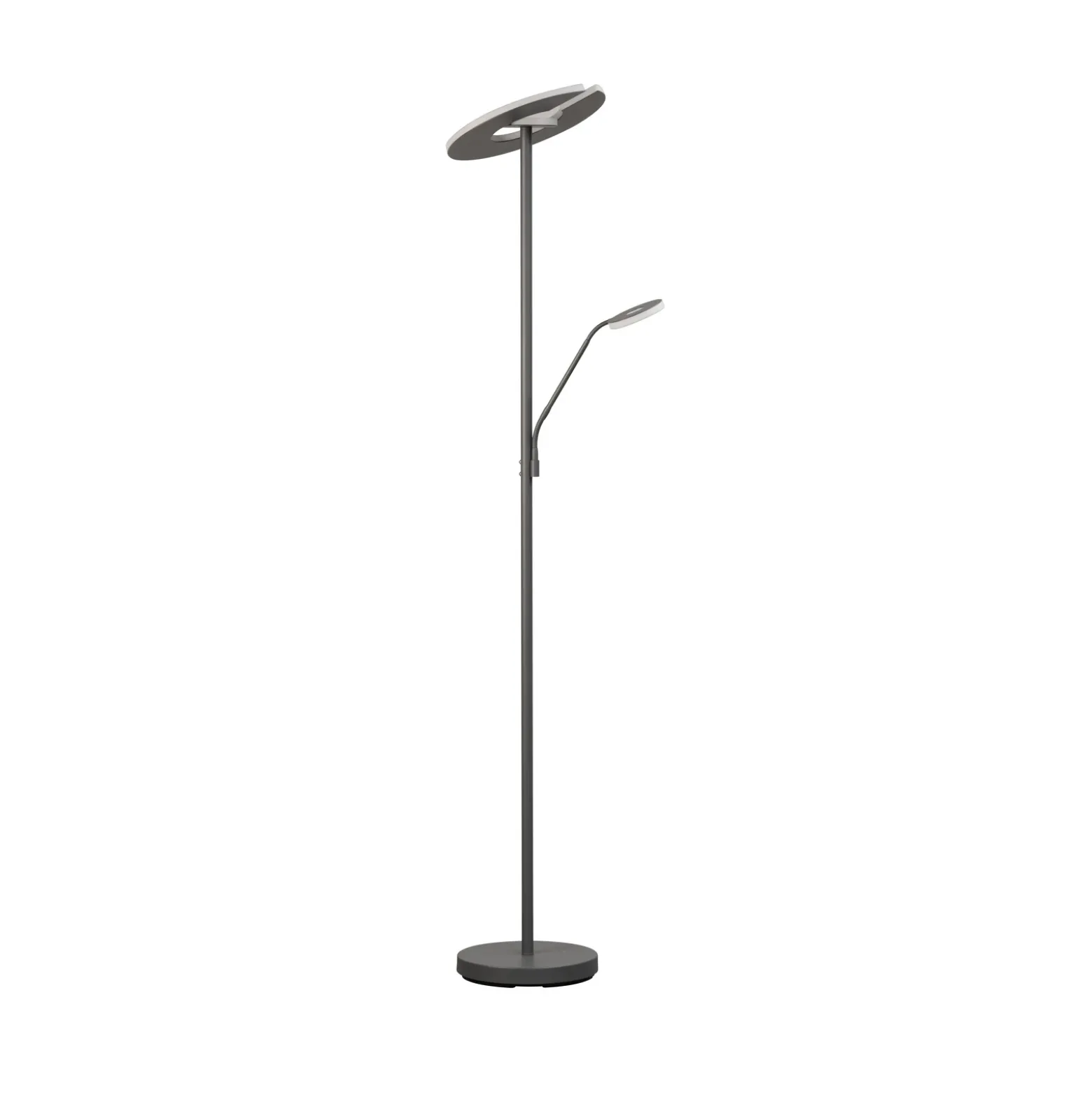 Lámpara de pie LED Dent, gris arena, 180 cm, metal, CCT, 2 luces.