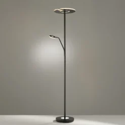 Lámpara de pie LED Dent, negra, 180 cm, CCT, 2 luces