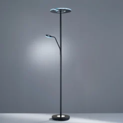 Lámpara de pie LED Dent, negra, 180 cm, CCT, 2 luces